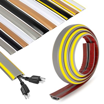 Rubber Bond Cord Cover Floor Cable Protector - Strong Self Adhesive Floor Cord Covers for Wires - Low Profile Extension Cord Covers for Floor & Wall