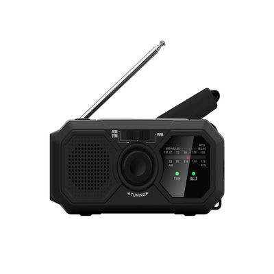 Kaito V5 Emergency Radio - Solar Panel and Hand Crank  LED Flashlight  Voyager Mini NOAA Weather Radio - AM/FM Radio Rechargeable Battery (Black)
