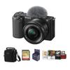 Sony ZV-E10 Mirrorless Camera with 16-50mm Lens, Black Bundle with Mac Photo Editing Software Suite, 32GB SD Memory Card, Shoulder Bag, 40.5mm Filter Kit view 1
