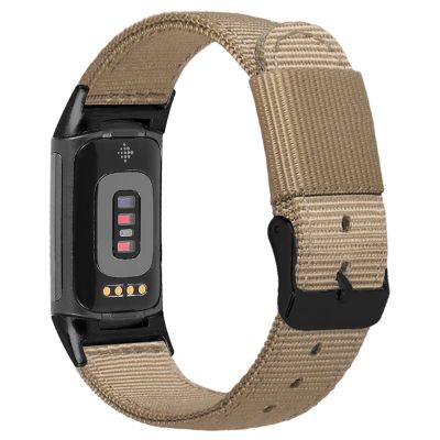 Fit for Fitbit Charge 5 Bands for Women Men, Breathable Adjustable Nylon Replacement Watch Band Straps Wristbands Bracelet Fit for Fitbit Charge 5 GPS Tracker (Khaki)