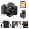 Sony ZV-E10 Mirrorless Camera with 16-50mm Lens, Black Bundle with PC Photo & Video Editing Software Suite, 32GB SD Memory Card, Shoulder Bag, 40.5mm Filter Kit view 1