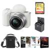 Sony ZV-E10 Mirrorless Camera with 16-50mm Lens, White Bundle with PC Photo & Video Editing Software Suite, 32GB SD Memory Card, Shoulder Bag, 40.5mm Filter Kit view 1