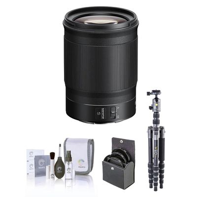 Nikon NIKKOR Z 85mm f/1.8 S Lens for Nikon Z, Bundle with Vanguard VEO 3 GO 235AB 23mm 5-Section Aluminum Travel Tripod with T-50 Ball Head, 67mm Filter Kit, Cleaning Kit