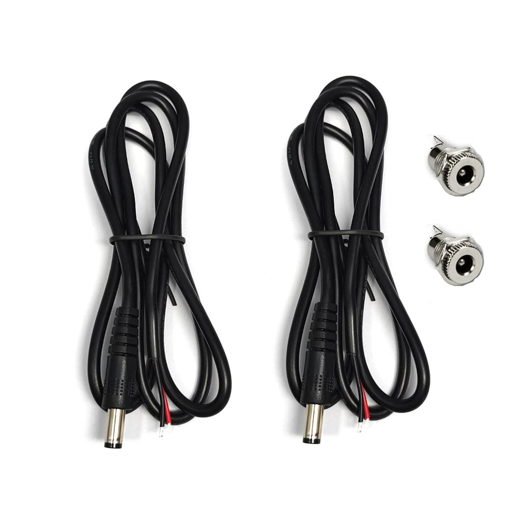 2PCS DC Power Pigtails Cable,3FT DC 5.5mm x 2.1mm Male Plug DC099 Female Socket to Bare Wire Open End Power Wire Supply Repair Cable,20 AWG Maximum Current 5A for CCTV Security Camera Etc
