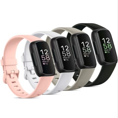 Odbeai Compatible with Fitbit Inspire 3 Bands for Women Men, Sport Wristband Replacement Soft Silicone Straps for Inspire 3 Fitness Tracker Women & Men(4 Pack,Small)