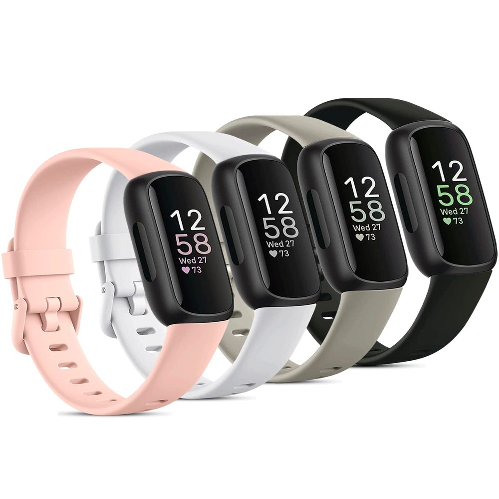 Odbeai Compatible with Fitbit Inspire 3 Bands for Women Men, Sport Wristband Replacement Soft Silicone Straps for Inspire 3 Fitness Tracker Women & Men(4 Pack,Small)