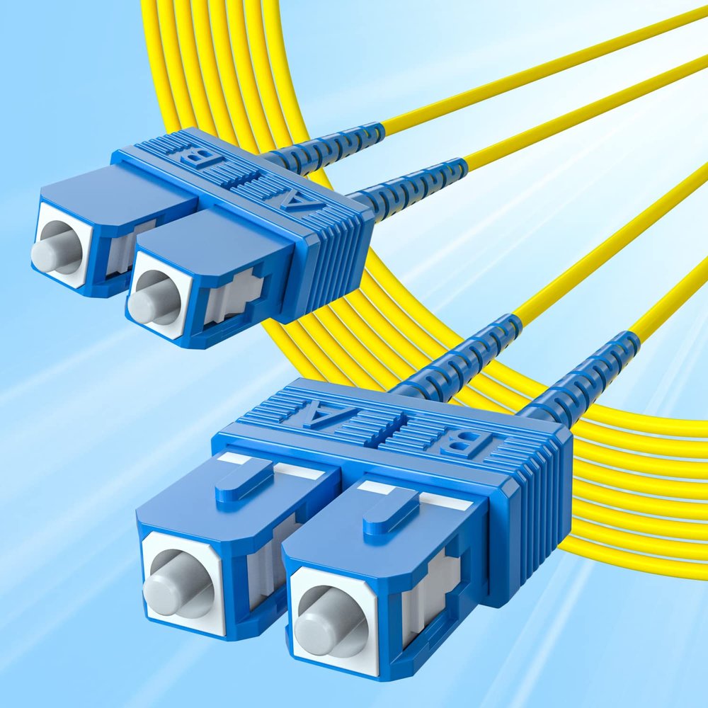 10Gtek Fiber Patch Cable - SC to SC OS2 10Gb/Gigabit Singlemode Jumper Duplex 9/125 LSZH Fiber Optic Cord, Yellow, 100-meter(328-ft)