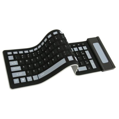 103 Keys Foldable Silicone Keyboard, Portable Soft Touch Flexible Keyboard Roll Up Keyboard with USB Receiver, Silent Typing Keyboard for PC Laptop (Black)