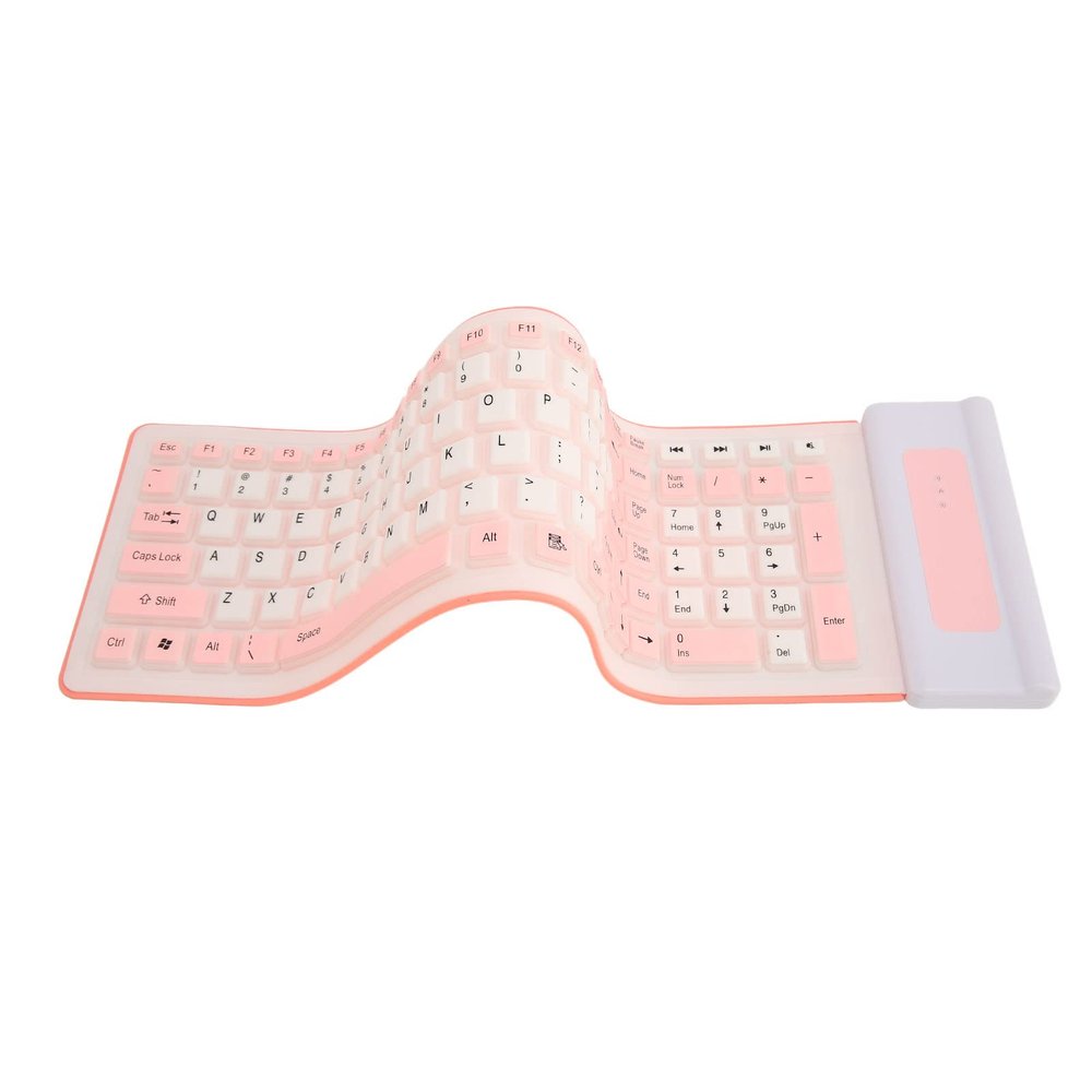 103 Keys Foldable Silicone Keyboard, Portable Soft Touch Flexible Keyboard Roll Up Keyboard with USB Receiver, Silent Typing Waterproof Keyboard for PC Laptop (Dark Gray)