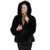 HINDOLA Womens Luxury Jacket Winter Warm Fluffy Faux Fur Short Coat Hooded Parka Outwear view 1