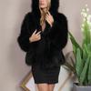 HINDOLA Womens Luxury Jacket Winter Warm Fluffy Faux Fur Short Coat Hooded Parka Outwear view 2