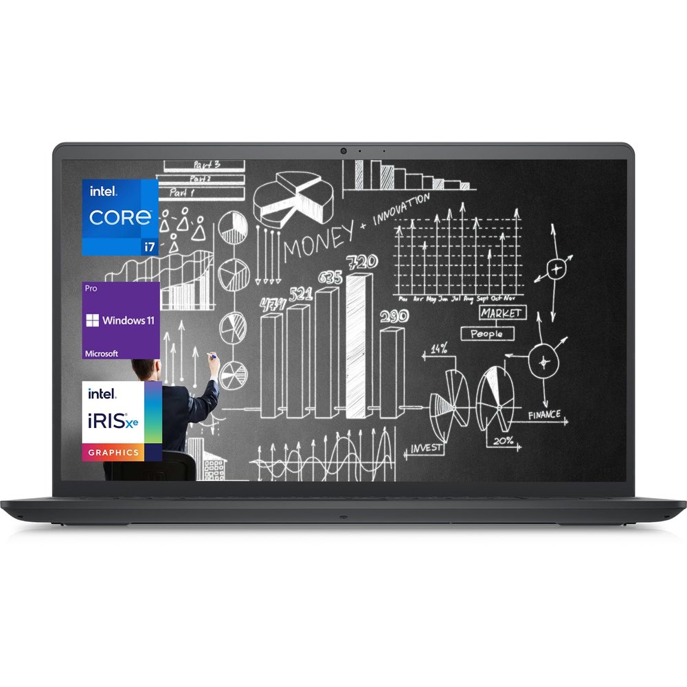 Dell Business Inspiron 3520 15.6" Laptop, Intel Core i7-1255U Processor, 64GB RAM, 1TB SSD, Webcam, HDMI, SD-Card Slot, Wi-Fi 6, Windows 11 Pro, Black