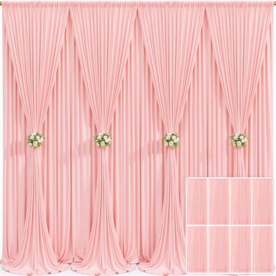 8 Panels Blush Pink Backdrop Curtain for Parties Wedding Wrinkle Free Pink Photo Curtains Backdrop Drapes Fabric Decoration for Baby Shower Birthday Party 40ft(W) x 10ft(H)