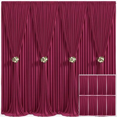 8 Panels Burgundy Backdrop Curtain for Wedding Parties Wrinkle Free Maroon Photo Curtains Backdrop Drapes Fabric Decoration for Birthday Bridal Shower Ceremony 40ft(W) x 10ft(H)
