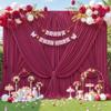 8 Panels Burgundy Backdrop Curtain for Wedding Parties Wrinkle Free Maroon Photo Curtains Backdrop Drapes Fabric Decoration for Birthday Bridal Shower Ceremony 40ft(W) x 10ft(H) view 2