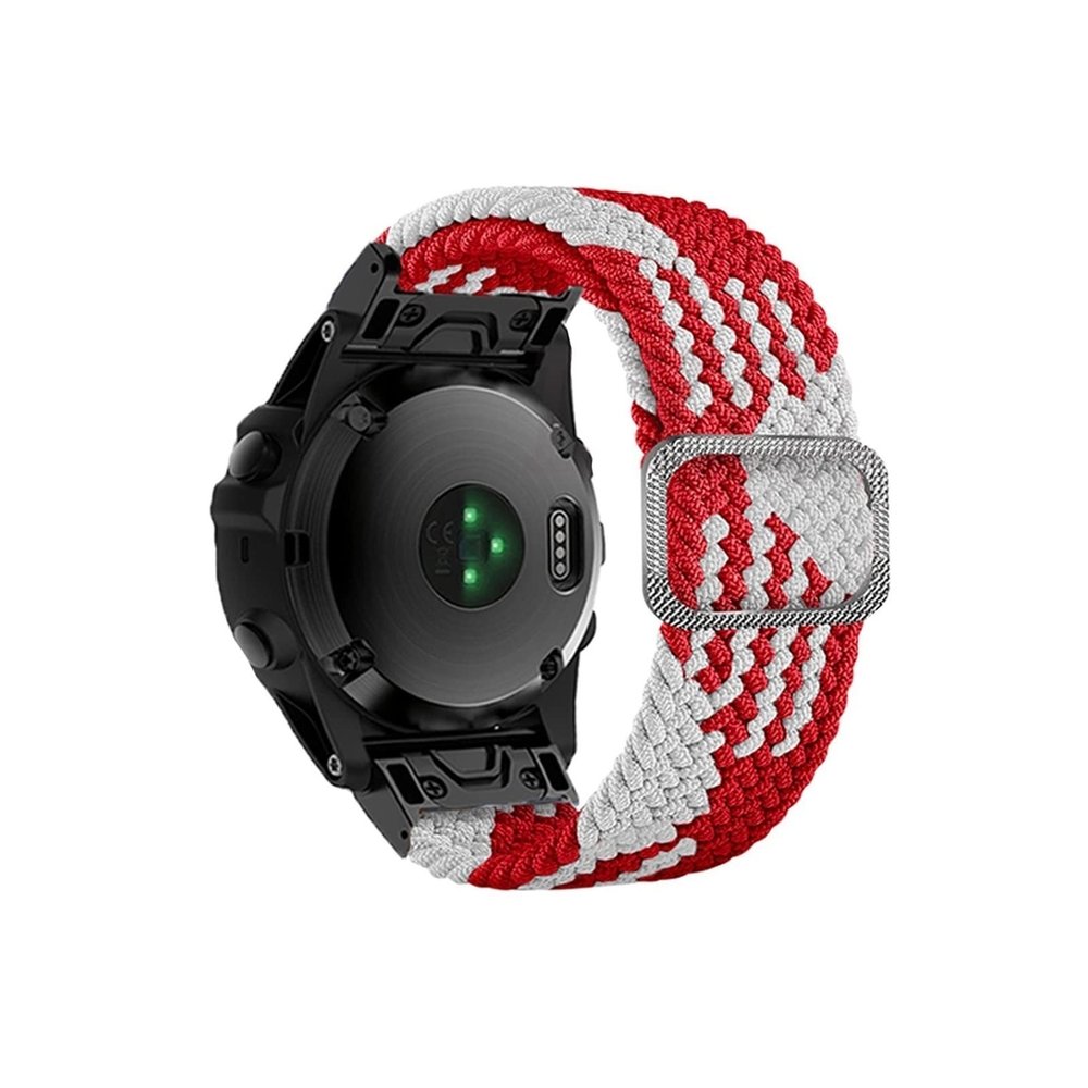 GANYUU 22 26mm Elastic Smart Watch Band Straps for Garmin Fenix 7 7X 6 6X Pro 5X 5 3HR 945 S60 S62 QuickFit Release Strap Nylon Bracelet (Color : Red White, Size : Quickfit 26mm)