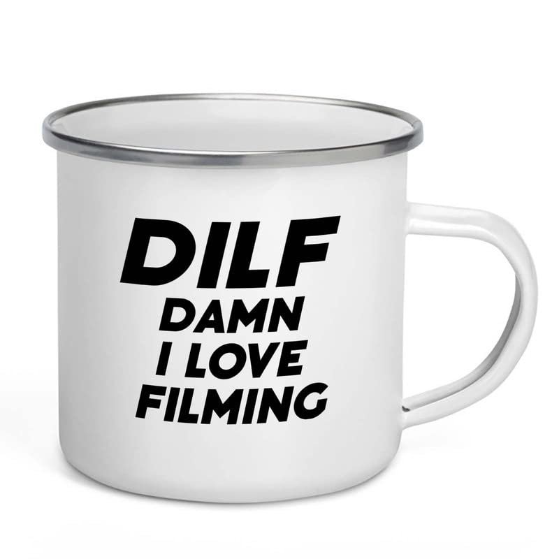 Funny Acronym Camper Mug 12oz - Dmn I Love Filming - Filmmaker Gifts Camera Lens Cut Prop Director Movie Film Scriptwriter