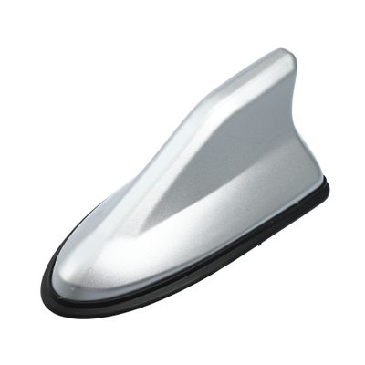 X AUTOHAUX Self Adhesive Shark Fin Shape Car Roof Aerial Antenna Decorative AM/FM Radio Signal Antenna Silver Tone