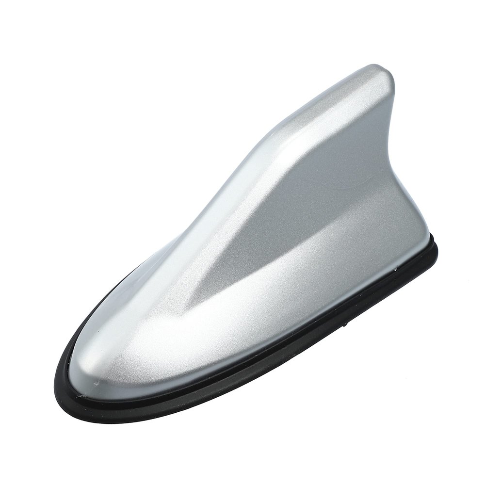X AUTOHAUX Self Adhesive Shark Fin Shape Car Roof Aerial Antenna Decorative AM/FM Radio Signal Antenna Silver Tone