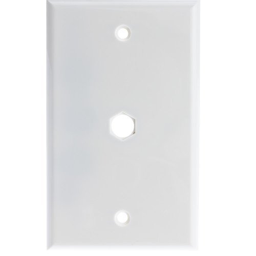 Cable Central LLC Wall Plate, 1 hole for F-pin Connector, White