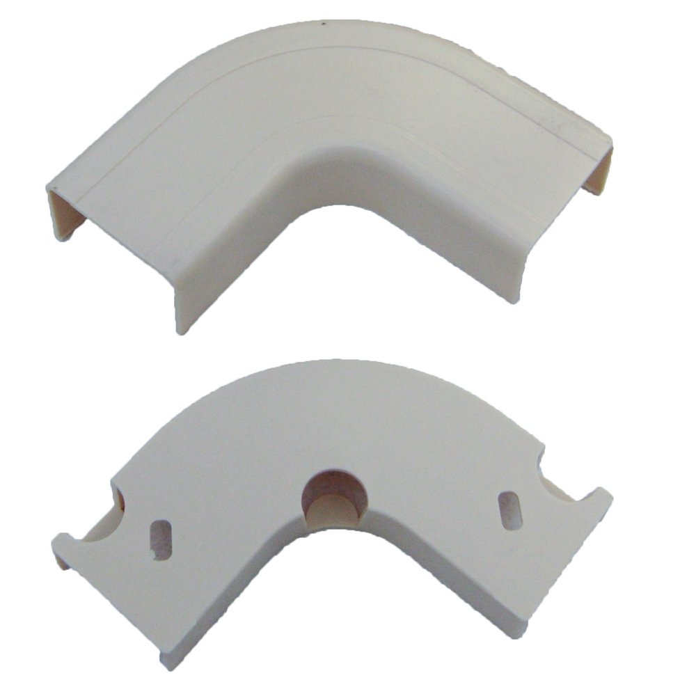 Cable Central LLC 1.25 inch Surface Mount Cable Raceway, White, Flat 90 Degree Elbow