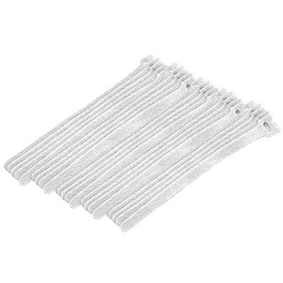 Cable Central LLC White Hook and Loop Cable Strap w/Eye, 0.50 inch x 8 inch, 25 Pack
