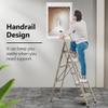 GameGem 5 Step Ladder for 10 Feet High Ceiling, Lightweight Aluminum Folding Step Stool with Convenient Handgrip, Stepladders with Anti-Slip and Wide Pedal for Home Use Space Saving - Gold view 3