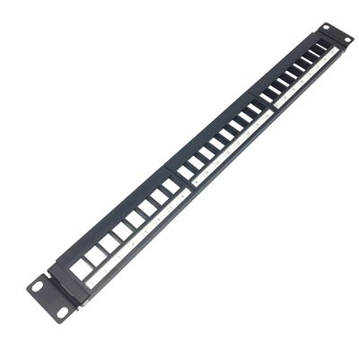 QiaoYoubang 1U Hinged 24 Port Blank Keystone Patch Panel for 19 Inch Rackmount or Wall Mount UTP Unloaded Patch Panel for Ethernet Cat6,Cat5, Cat5E Keystone Jacks or Multimedia (1U24PP)