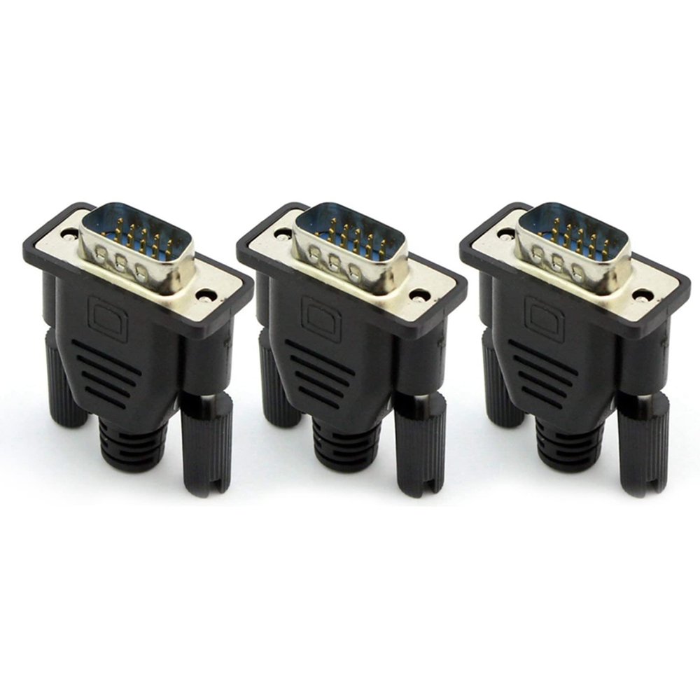 3X VGA Virtual Display Adapter Male Dummy Plug EDID Headless Ghost Emulator Lock Plate