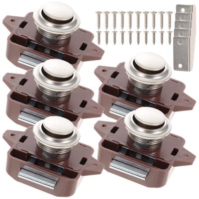 Housoutil 5pcs Push Button Lock for Cabinets Rv Latch Keyless and Construction for Yachts Mobile Homes and Furniture