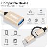 AIYEEN 2-in-1 USB C/Micro to USB Adapter, USB C to USB 3.0, USB to Android OTG Adapter Cable Compatible with MacBook Pro Android Google Samsung and More, Gold view 2
