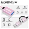 AIYEEN 2-in-1 USB C/Micro to USB Adapter, USB C to USB 3.0, USB to Android OTG Adapter Cable Compatible with MacBook Pro Android Google Samsung and More, Rose Gold view 2
