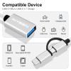 AIYEEN 2-in-1 USB C/Micro to USB Adapter, USB C to USB 3.0, USB to Android OTG Adapter Cable Compatible with MacBook Pro Android Google Samsung and More, Silver view 2