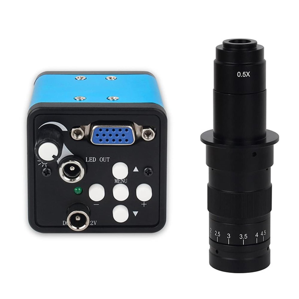 BAHCCE Lab Microscope Slides 130X 180X Adjustable C Mount Lens with 48MP/38MP/13MP HDMI VGA Video Microscope Camera Microscope Parts (Color : 180X Len-13MP VGA)