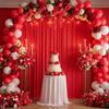 10ftx8ft Red Wrinkle-Free Backdrop Drapes, Not See-Through Red Polyester Background Curtains Backdrop Decorations for Party view 1