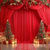 10ftx8ft Red Wrinkle-Free Backdrop Drapes, Not See-Through Red Polyester Background Curtains Backdrop Decorations for Party view 3