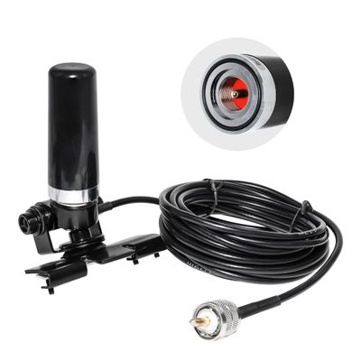 Anina Vehicle Ham Mobile Radio Antenna Dual Band VHF UHF 136-174/400-470 MHZ with Lip Mount Fixed Bracket W/ PL259 Male to SO239 Female Extension 16.5ft RG58 Pure Copper Coaxial Cable