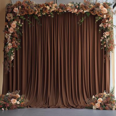 10ftx10ft Brown Wrinkle-Free Backdrop Drapes, Not See-Through Brown Polyester Background Curtains Backdrop Decorations for Party