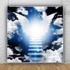 DORCEV 9x9ft Heaven Angel Wing Backdrop dor Baby Shower Photography Background Stairway to Heaven Dark Blue White Cloud Sky Lord Prayer Church Party Wallpaper Child Newborn Photo Studio Props view 2