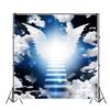 DORCEV 9x9ft Heaven Angel Wing Backdrop dor Baby Shower Photography Background Stairway to Heaven Dark Blue White Cloud Sky Lord Prayer Church Party Wallpaper Child Newborn Photo Studio Props view 3