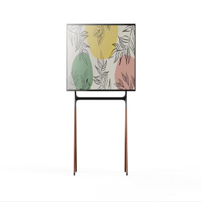 POUT E16 TV Studio Display Mount - Solid Wood Easel Quad-Leg w/Height Adjustable White Bracket & Cable Ties - Max Load 88lbs 49 to 70 Inch LED LCD VESA Screens - Universal TV Stand Mount (Black)