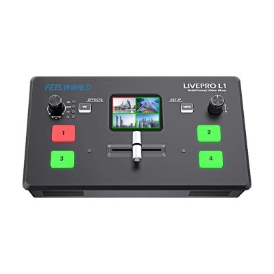 FEELWORLD L1 Multi Camera Video Mixer Switcher 2 Inch LCD Display 4 x HDMI Inputs USB 3.0 Output Live Streaming/Camera Production/Live Broadcast (with USB Cable + Adapter)