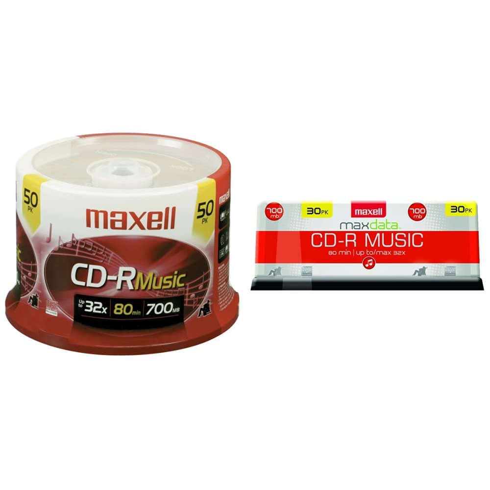 Maxell 625156 - CDR80MU50PK 80-Minute Music CD-Rs (50-ct Spindle) & 625335 High-Sensitivity Recording Layer Recordable CD (Audio Only) 700mb/80 min