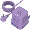 Power Strip with USB, TOPREK 10 FT Extension Cord with Flat Plug, 5 AC Outlet 4 USB, Compact Desk Charging Station for Home Office, Dorm, Hotel, Travel, 700J Surge Protection view 1