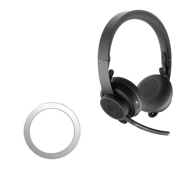BoxWave Smart Gadget Compatible with Logitech Zone Wireless Headset - MagnetoSafe Ring, Add Magnet Functionality Adhesive Alloy - Metallic Silver