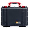 Black Pelican 1450 case with red Handle and latches. Comes with Grey dividers. view 2