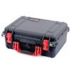 Black Pelican 1450 case with red Handle and latches. Comes with Grey dividers. view 3