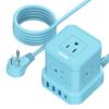 Power Strip with USB-C (3.0A), TOPREK Surge Protector (700J), TOPREK 10 FT Extension Cord with Flat Plug, 5 AC Outlets 4 USB, Desk Charging Station for Living Room, Nightstand, Office, Travel view 1