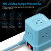 Power Strip with USB-C (3.0A), TOPREK Surge Protector (700J), TOPREK 10 FT Extension Cord with Flat Plug, 5 AC Outlets 4 USB, Desk Charging Station for Living Room, Nightstand, Office, Travel view 4