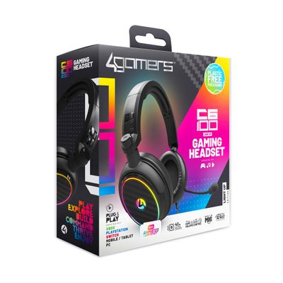 4Gamers C6-100 LED Light-Up Gaming Headset - Compatible with PS4, PS5, Xbox One, Series S, Series X Nintendo Switch, PC & Mobile